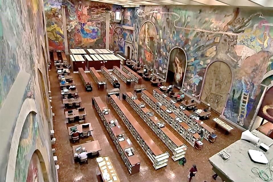 La Biblioteca Miguel Lerdo de Tejada resguarda el mural Las revoluciones y los elementos.