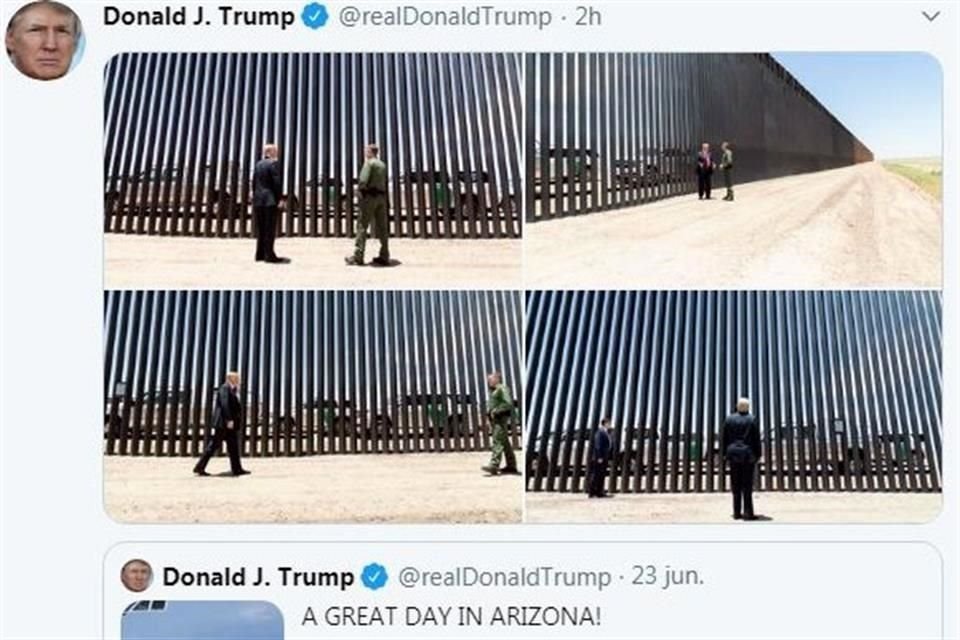 Trump acompañó las fotos con un video sobre su mitin político de campaña con jóvenes universitarios conservadores de Arizona.