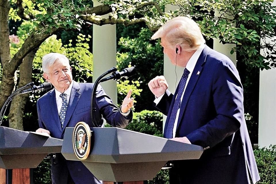 LARGO Y TENDIDO. Mientras Trump dedicó 7 minutos a su discurso, AMLO tomó el micrófono y extendió su intervención por más de 5 minutos.