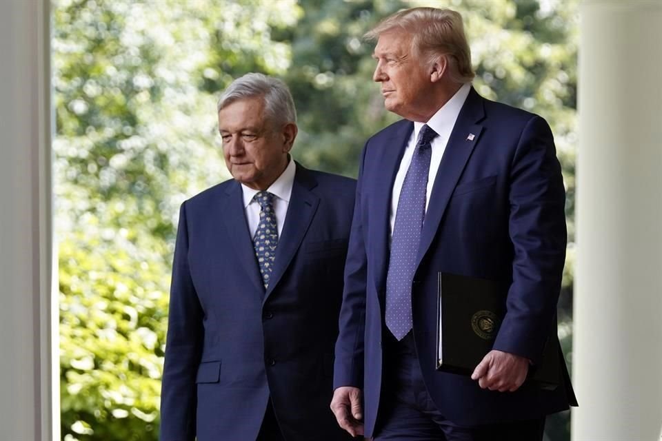 El Presidente Andrés Manuel López Obrador, durante su visita a su homólogo estadounidense, Donald Trump.