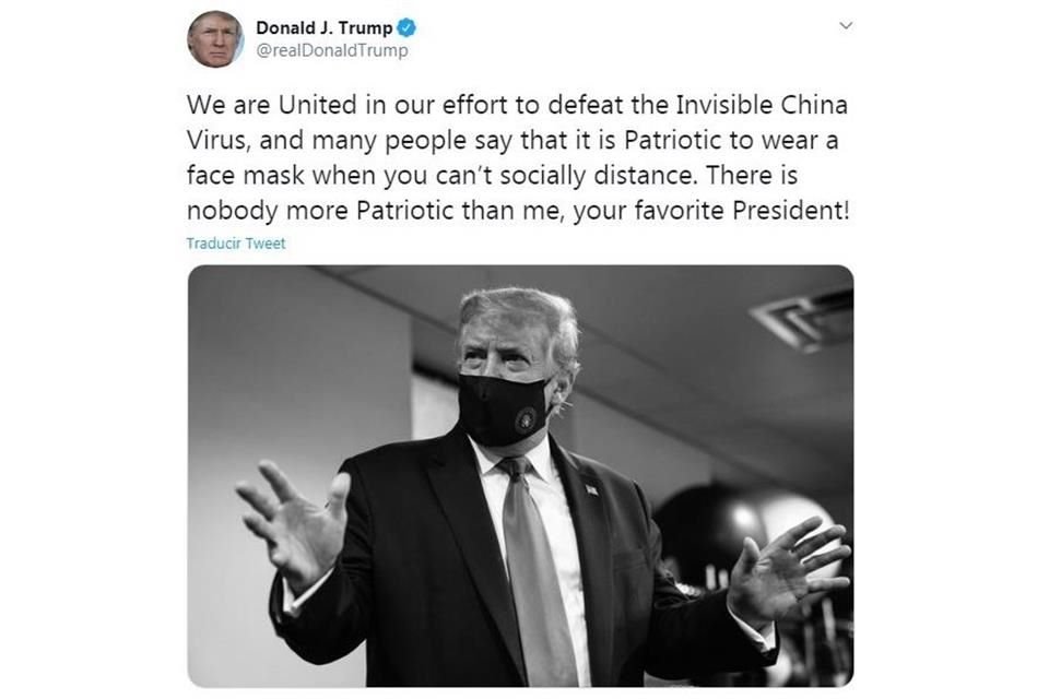 Tras meses de negarse a usarla en público, Donald Trump promovió el uso de la mascarilla como medida ante Covid-19.