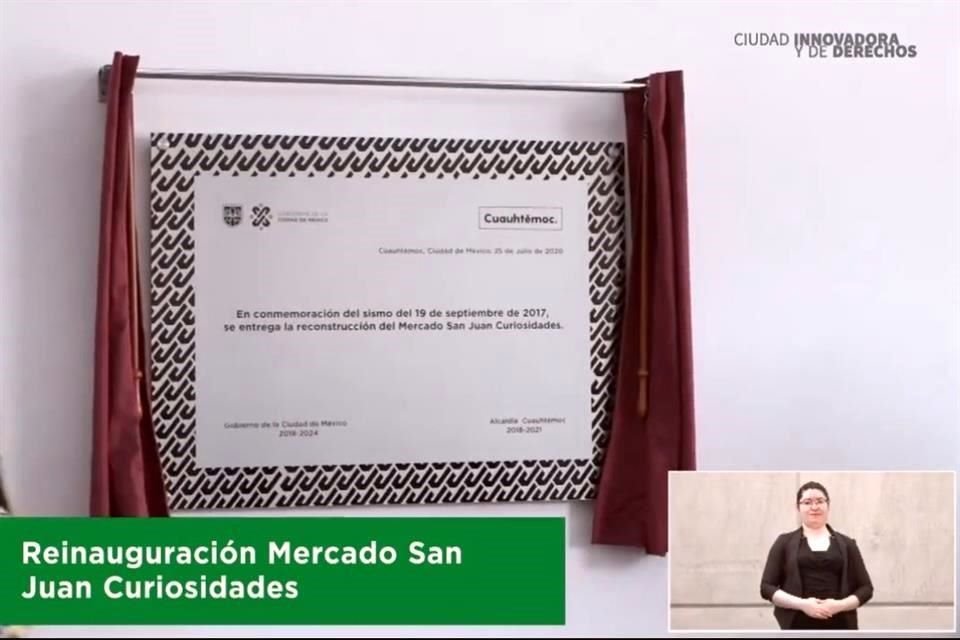 Y la sustituyeron por una que conmemora el sismo del 19 de septiembre de 2017, el cual dañó el mercado de artesanías de San Juan, pero que ya fue reconstruido.