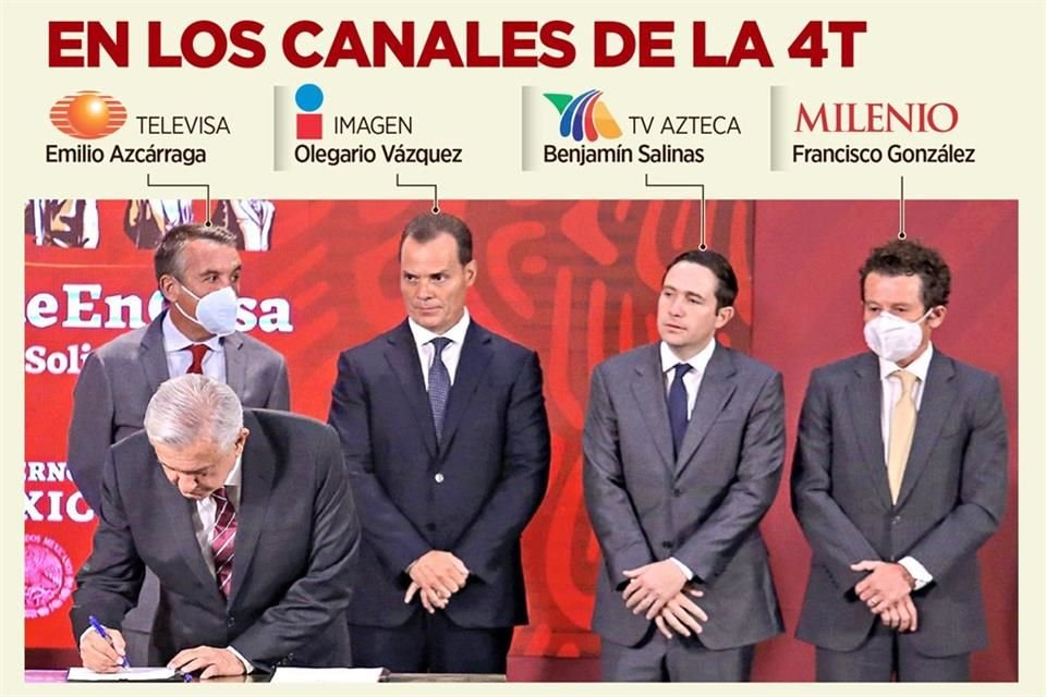 Los directivos de las televisoras firmaron ayer un acuerdo para transmitir programas de la SEP, a cambio de una 'cuota social' que podría ser hasta por 450 millones de pesos.