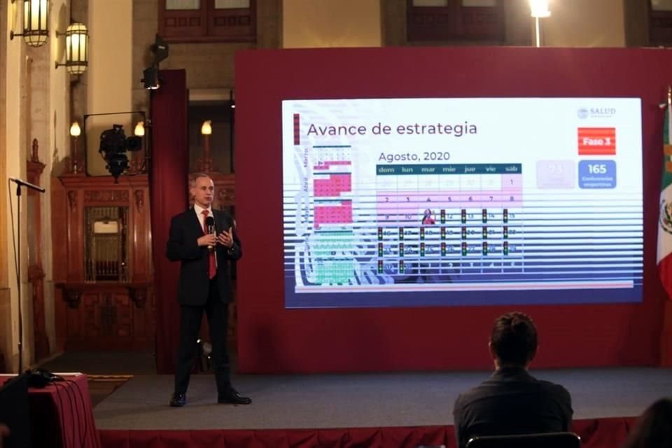 Hugo López-Gatell en la conferencia nocturna.