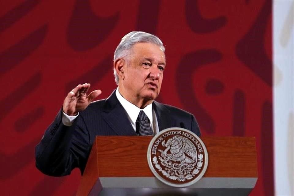 López Obrador en su conferencia de prensa en Palacio Nacional.