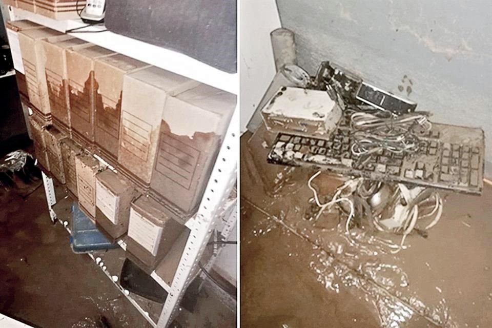 Computadoras, equipo y muebles se perdieron por el desborde de la micro cuenca del arroyo Coyutla.