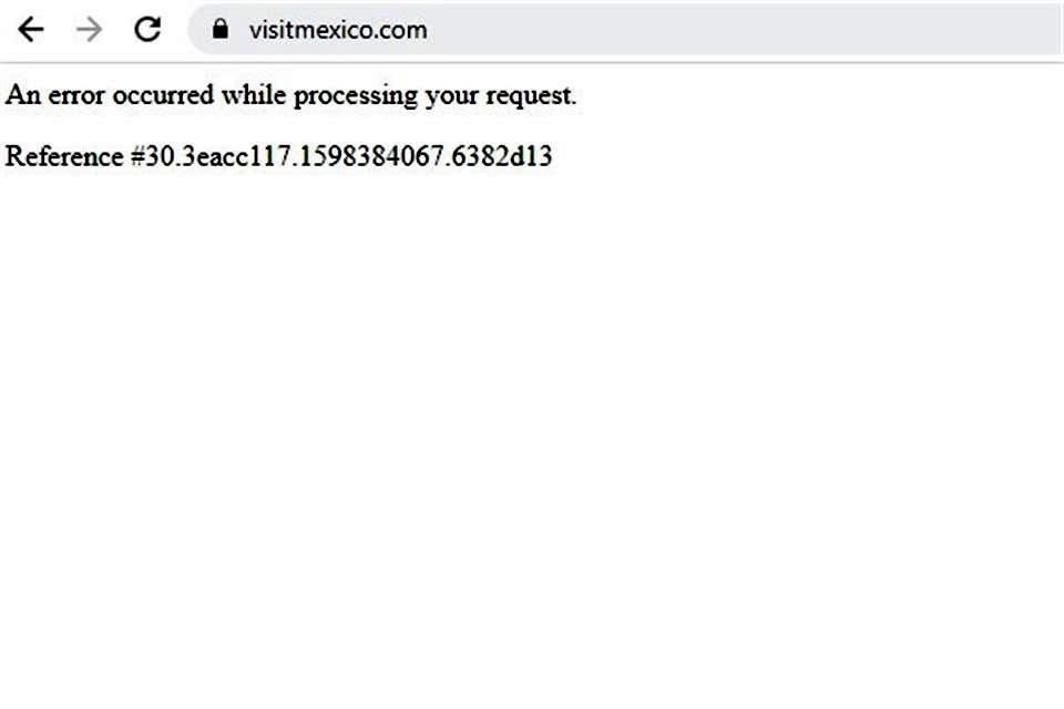 Alrededor de las 14:30 horas, la nueva página de VisitMexico dejó de funcionar.