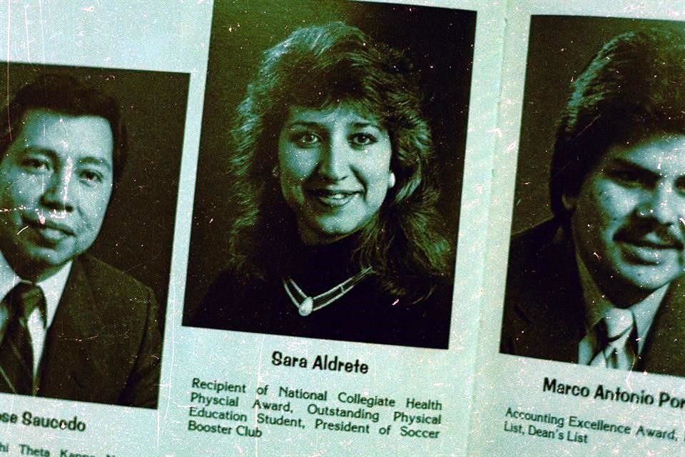 Anuario de preparatoria donde aparece Sara Aldrete, madrina de los narcosatánicos.