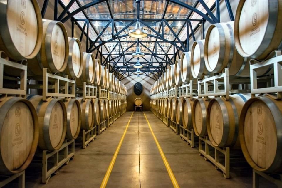 La sala de barricas de la bodega Santísima Trinidad en Guanajuato.