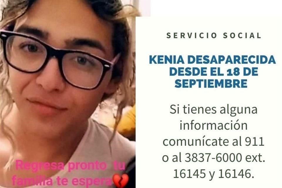 Kenia desapareció en Zapopan el 18 de septiembre.