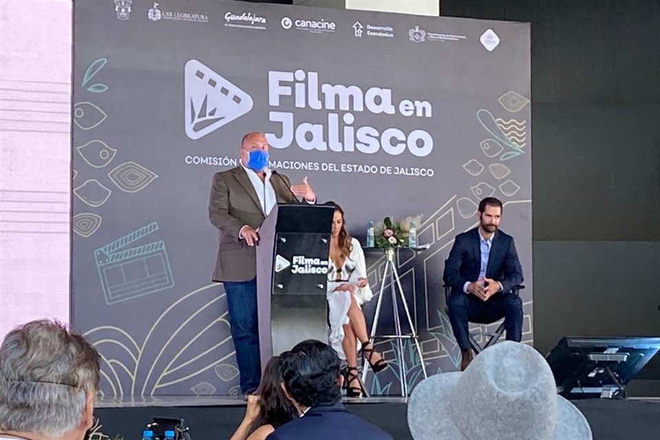 El Gobernador Enrique Alfaro en su discurso durante la presentación de Ley de Filmaciones.