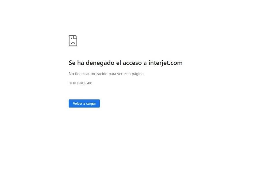 La página web oficial de Interjet no está en funcionamiento este lunes.