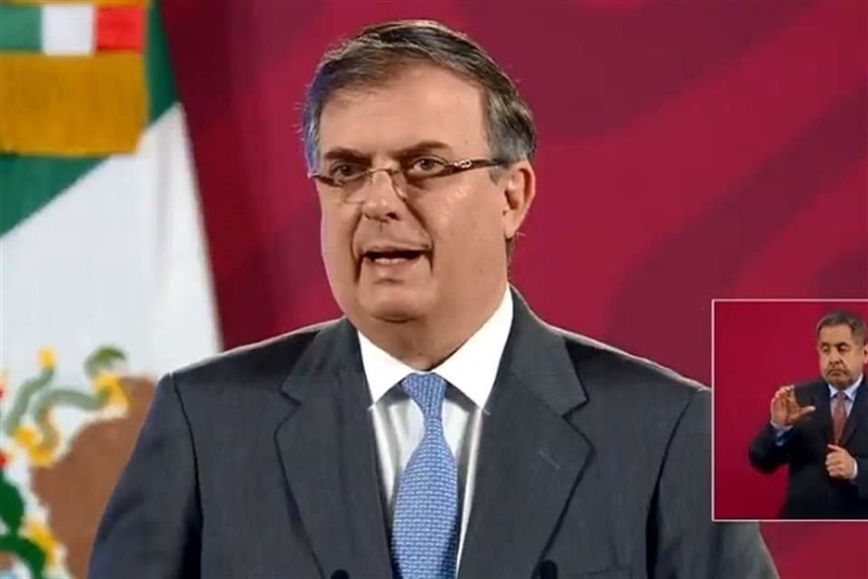 Ebrard en la conferencia de prensa matutina en Palacio Nacional.