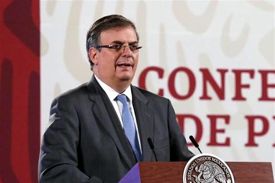 Ebrard en la conferencia de prensa matutina en Palacio Nacional.