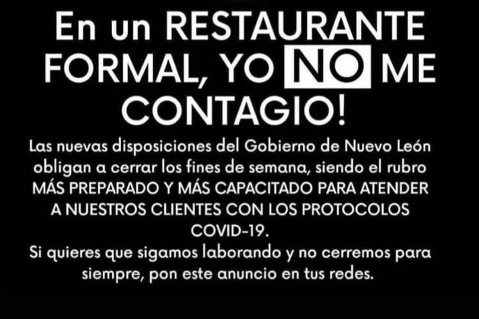 En mensajes donde se solicita el apoyo de la gente, los restauranteros señalan que sus negocios están preparados para atender a la gente previniendo contagios de Covid-19.