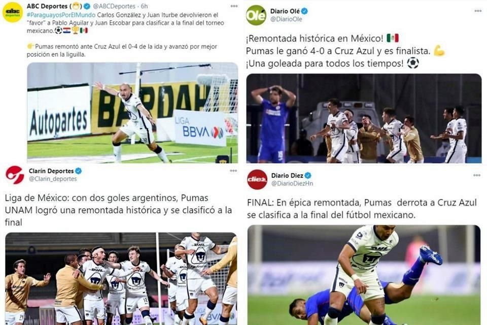 Medios de Latinoamérica no ignoraron la victoria histórica de Pumas sobre Cruz Azul.