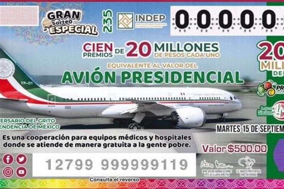 Estos fueron los cachitos para la rifa del avión presidencial.