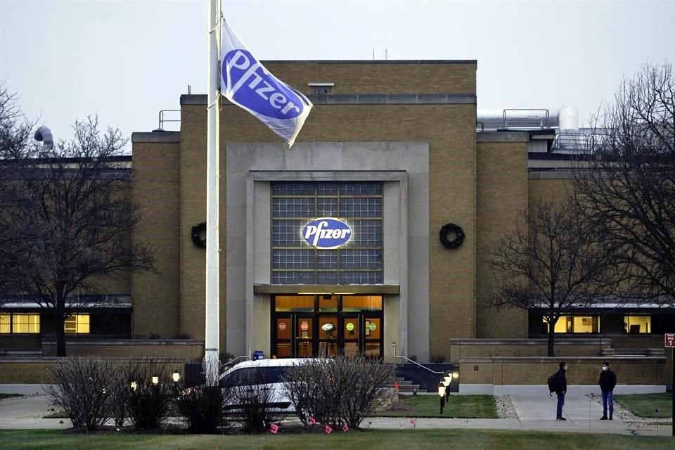 Vista de la fábrica de Pfizer, en Kalamazoo, Michigan.