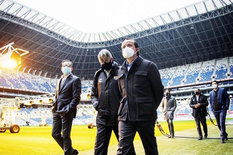 El presidente de la Liga visitó también el Estadio BBVA de Rayados.