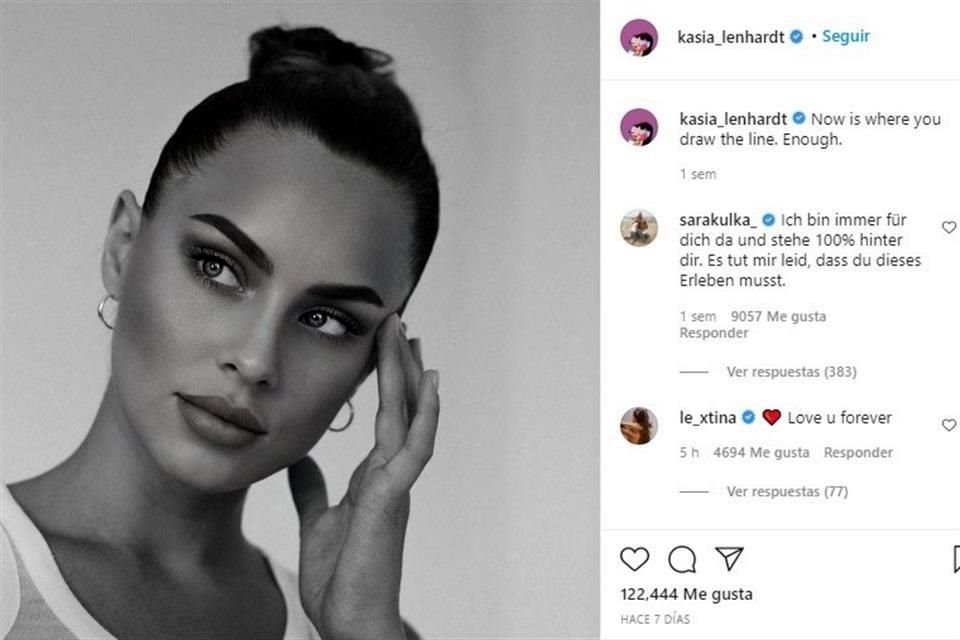 La última fotografía que la modelo Kasia Lenhardt subió a Instagram hace una semana, causó revuelo.