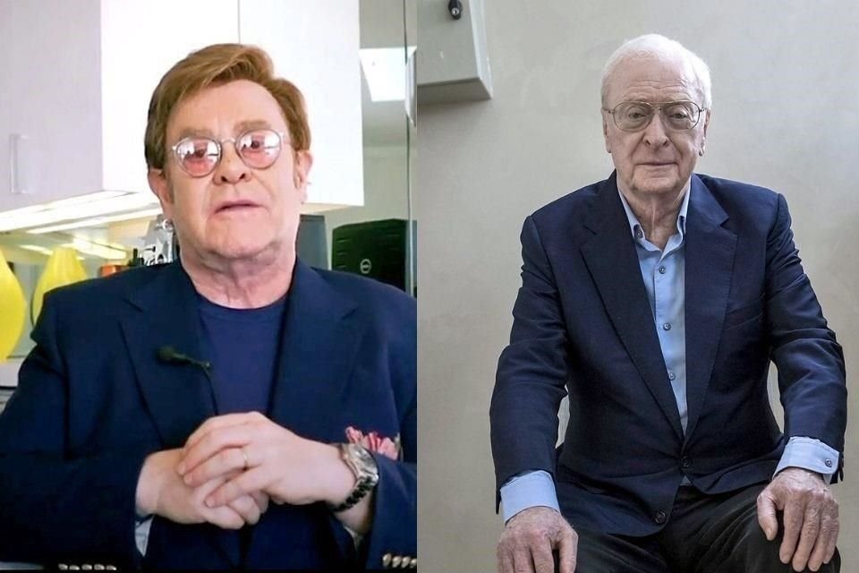 Elton John y Michael Caine llaman con humor a los británicos a vacunarse.