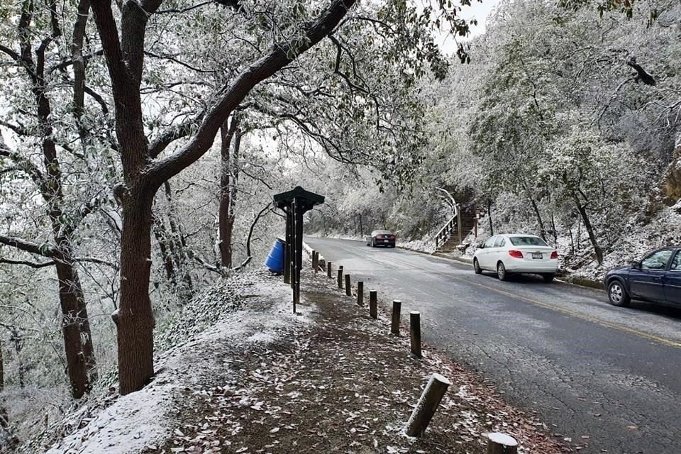 Algunas zonas altas de la Ciudad, como Chipinque, se cubrieron de blanco.