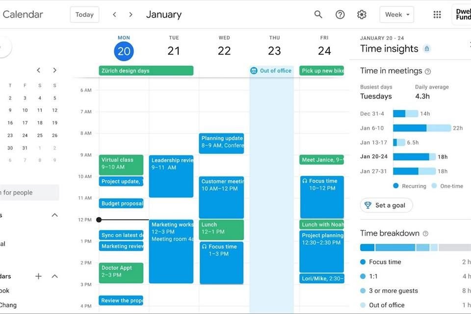 Con Horarios de trabajo segmentados, los usuarios podrán especificar bloques en la configuración de su horario laboral para indicar a sus compañeros cuando estén en línea y disponibles para reuniones.