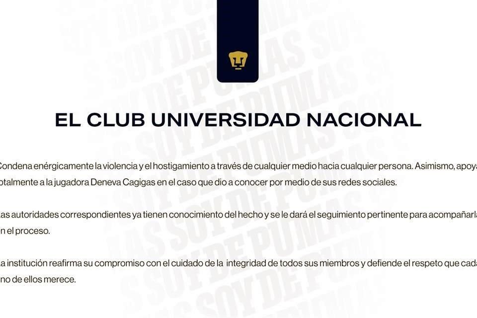 Este es el comunicado que emitió el Club Universidad.