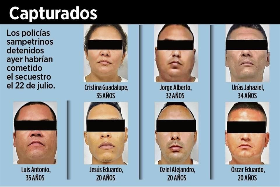 Los policías sampetrinos detenidos ayer habrían cometido el secuestro el 22 de julio.