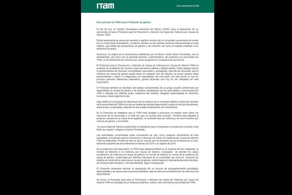 El ITAM cuenta con un nuevo Protocolo para la prevención y atención de casos de violencia por causa de género.