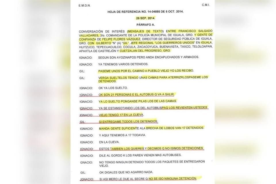 Según conversaciones difundidas sobre el caso Ayotzinapa, líder de Guerreros Unidos pidió a comandante entregarle a normalistas detenidos.