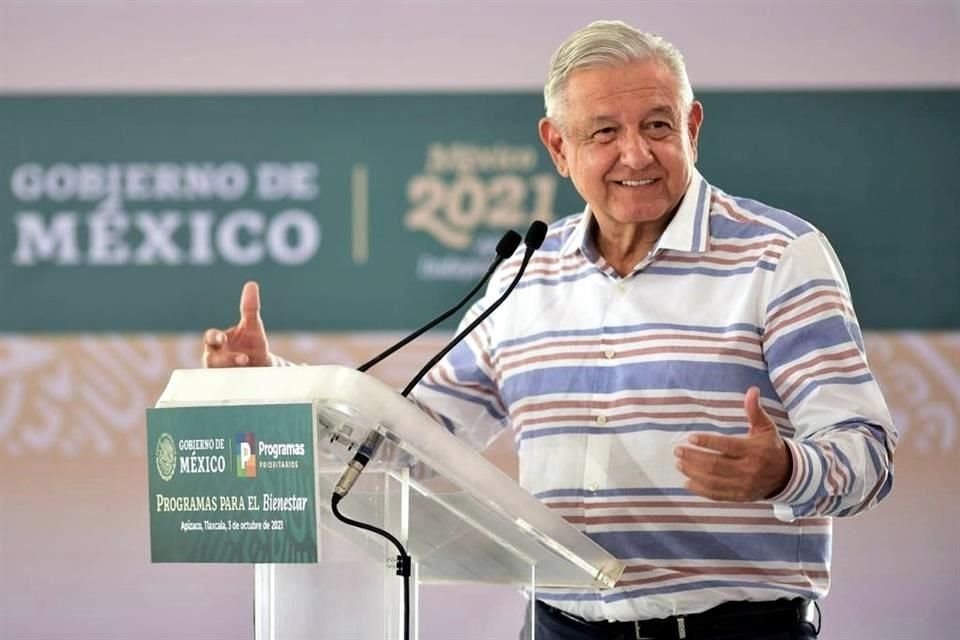 López Obrador en su segundo acto público de este domingo, ahora en Apizaco, Tlaxcala.