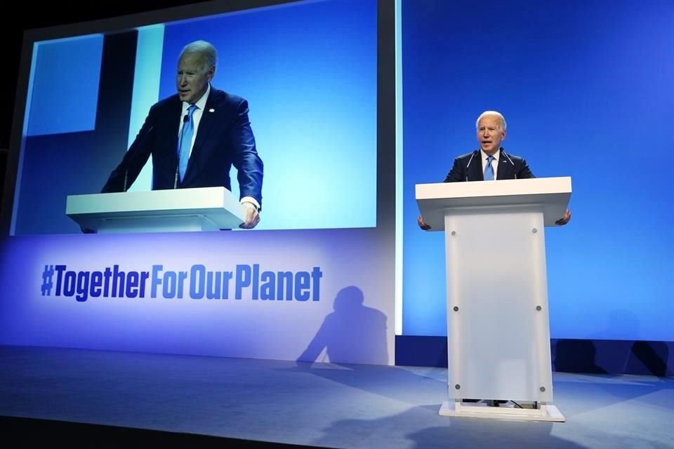 El Presidente de EU, Joe Biden, durante el anuncio del pacto para reducir las emisiones de metano.