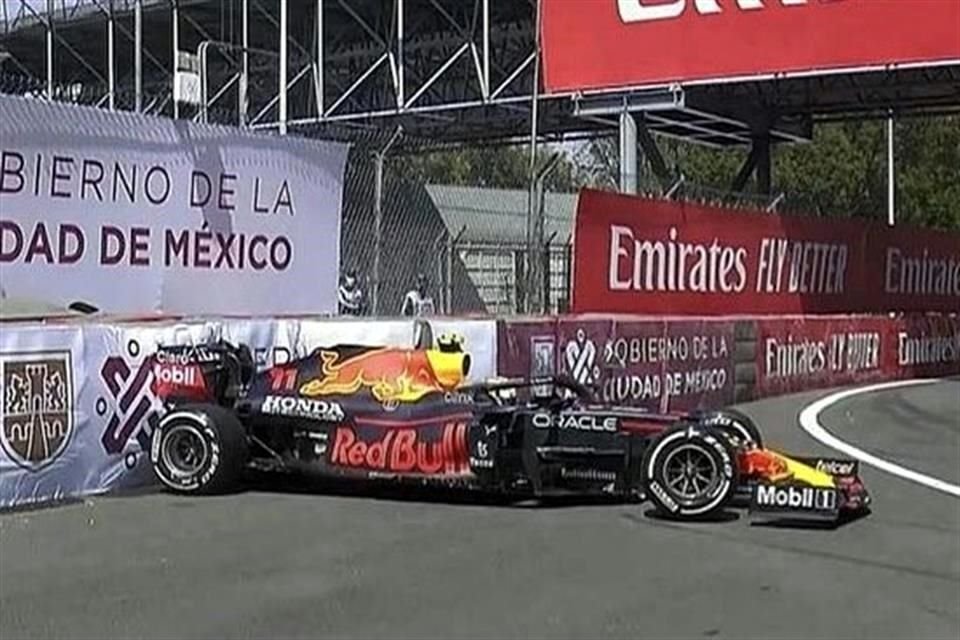 Así quedó Checo, pero alcanzó a recuperarse y marcar el cuarto mejor tiempo.