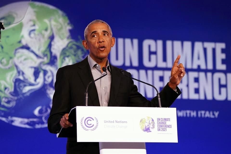 El ex Presidente de Estados Unidos, Barack Obama, durante un discurso en la COP26 de Glasgow.