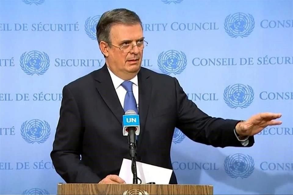 El Canciller Ebrard previo a los trabajos en el Consejo de Seguridad.