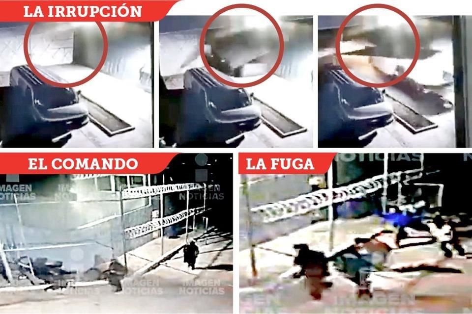 Los criminales escaparon por la puerta principal.