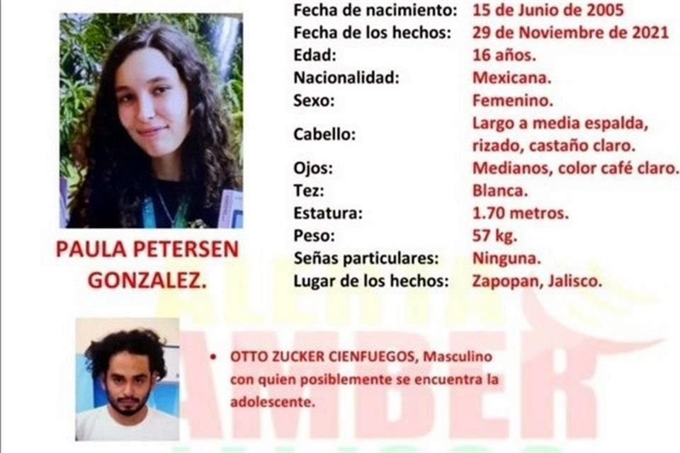 Para dar con el paradero de Paula Petersen, la Fiscalía de Jalisco pidió apoyo de otras Entidades, aeropuertos y Migración.