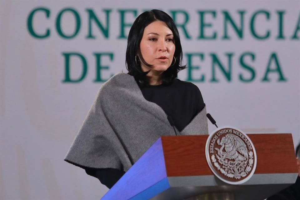 Victoria Rodríguez Ceja en conferencia matutina este 30 de diciembre.