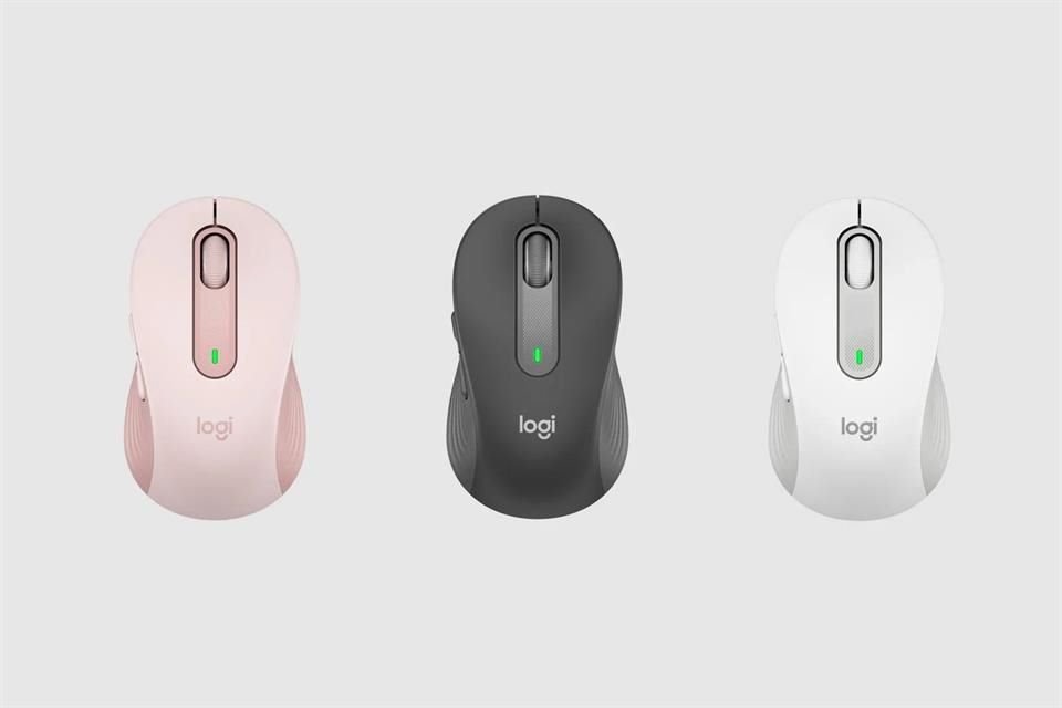 El mouse Signature M650 está disponible en colores rosa, negro y blanco.