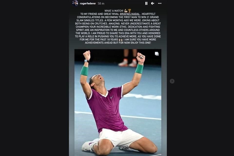 Estas son las palabras que publicó Roger Federer en su cuenta de IG.