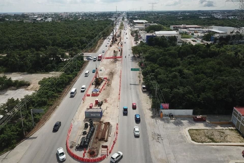 Obras del Tren Maya en Playa del Carmen.