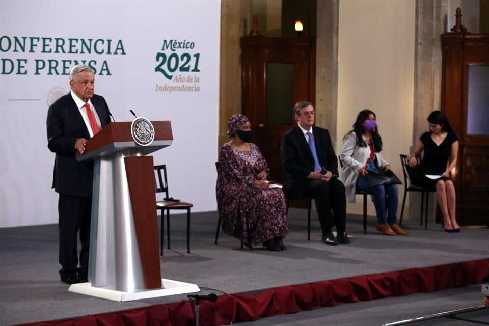 El Presidente Andrés Manuel López Obrador durante su mensaje por la presentación del Foro Generación Igualdad.