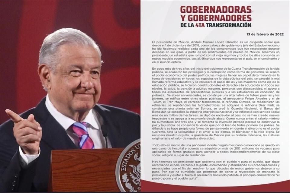 La Comisión de Quejas del INE advirtió que el desplegado que emitieron el 13 de febrero, en el que apoyan al Mandatario federal, es considerado como propaganda gubernamental.