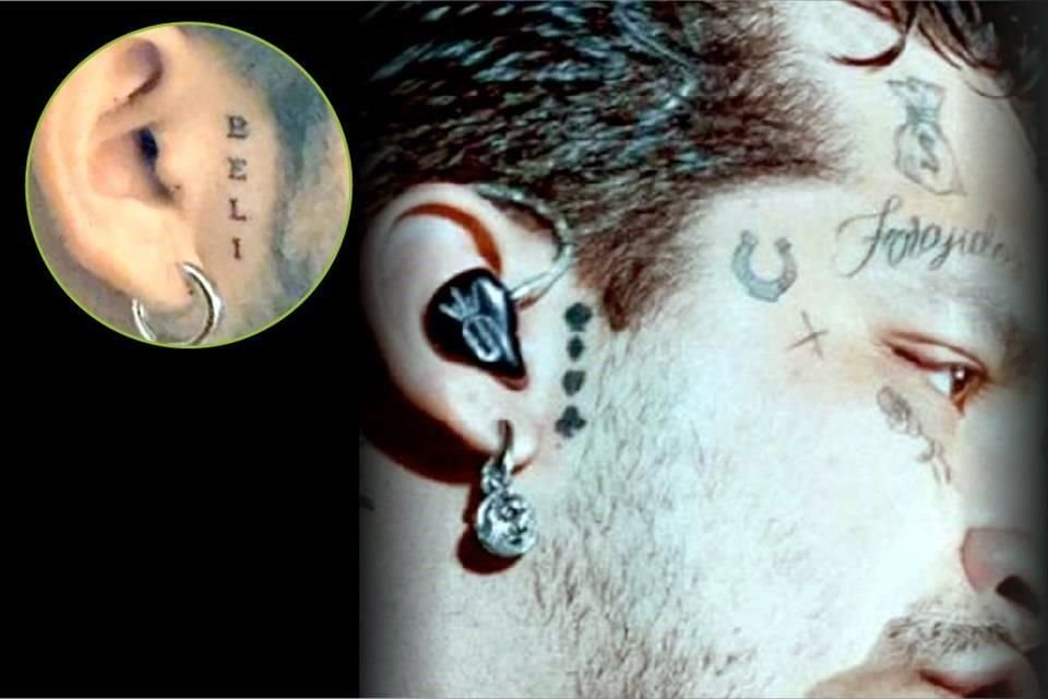 Así lucía el tatuaje que tenía Nodal en su oreja antes de su modificación.