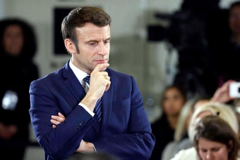El Presidente de Francia, Emmanuel Macron, durante un evento en Poissy, un suburbio al suroeste de París.