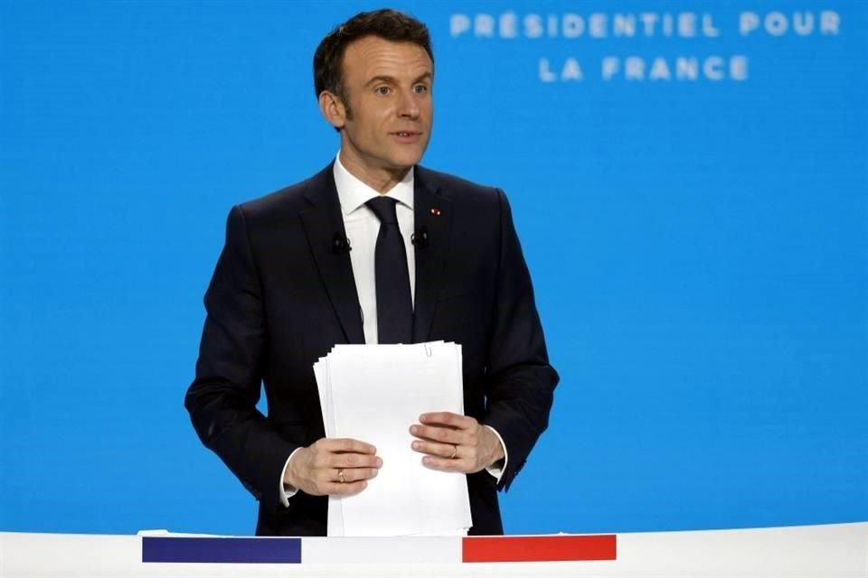 El Presidente de Francia, Emmanuel Macron, este jueves al presentar su programa para buscar la reelección en las próximas elecciones.