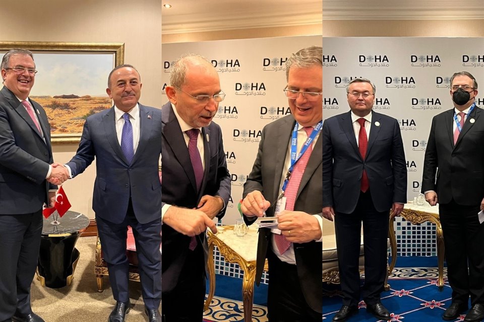 El Canciller Marcelo Ebrard con sus homólogos de Turquía, Jordania y Kazajstán en Foro Doha. 