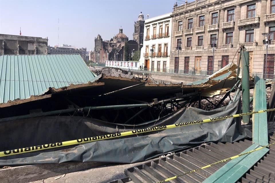La techumbre de la Casa de las Águilas colapsó en 'V'. Sin embargo, las pinturas murales prehispánicas se hallan a salvo, reportaron autoridades.