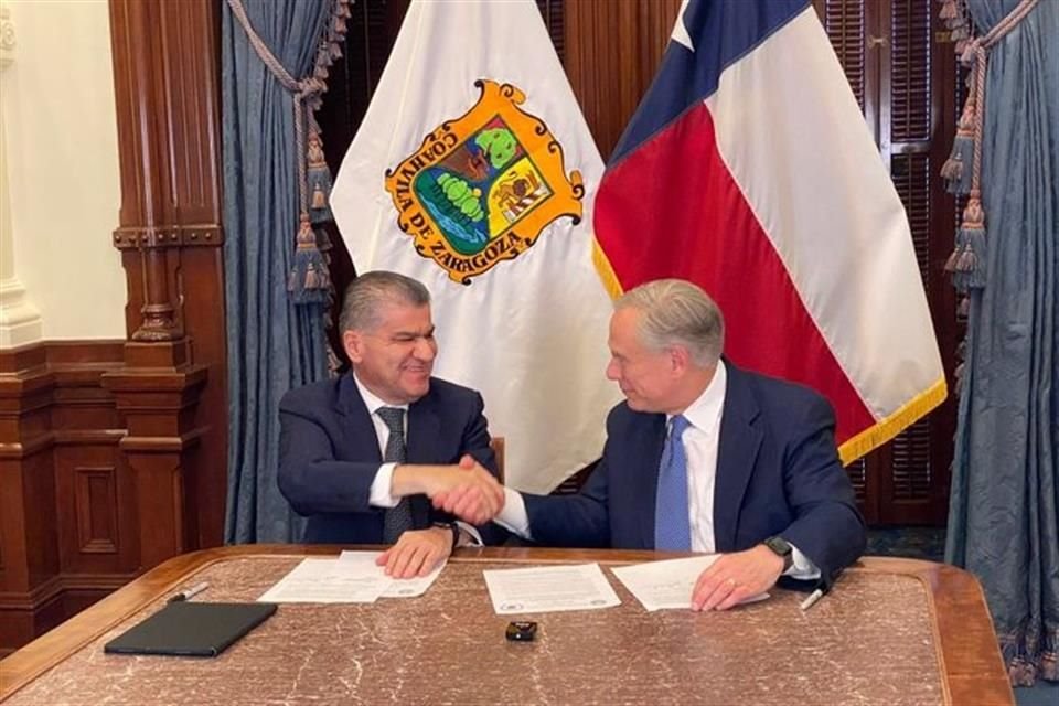 Gobernadores de Coahuila, Miguel Ángel Riquelme, y Texas, Greg Abbot.